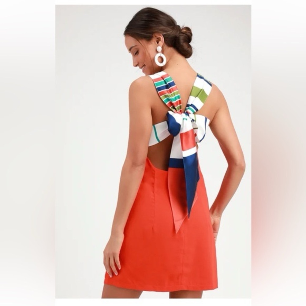 New Lulu's Red Shift Dress with Tie Back